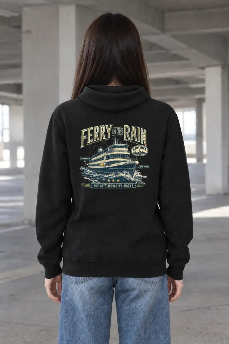 "Ferry in the Rain" Heavy Blend Unisex Pullover Hoodie