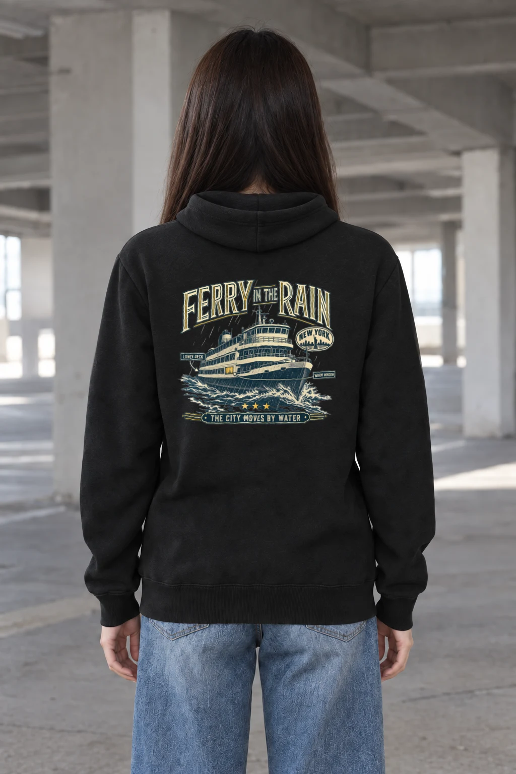 "Ferry in the Rain" Heavy Blend Unisex Pullover Hoodie