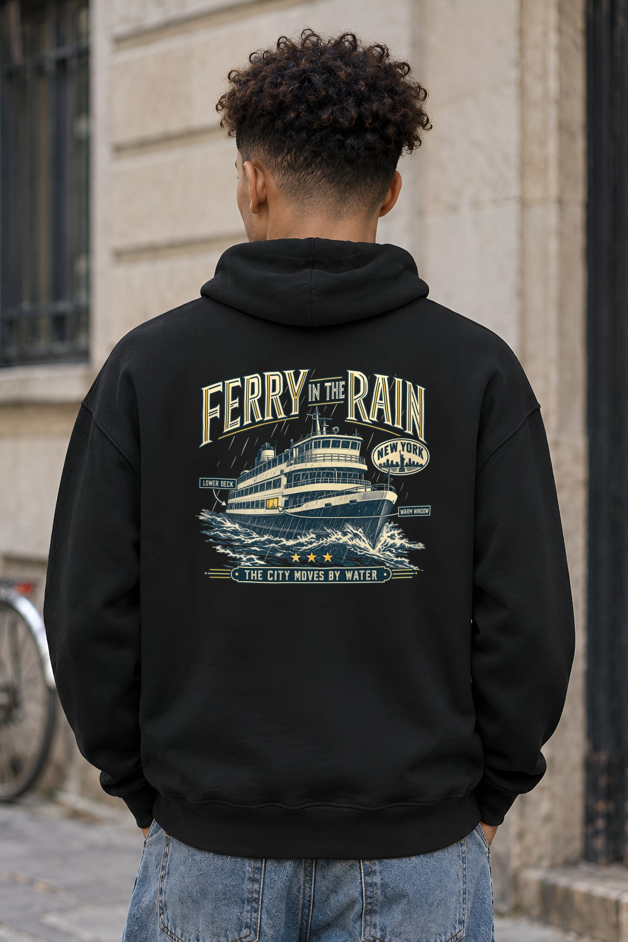 "Ferry in the Rain" Heavy Blend Unisex Pullover Hoodie