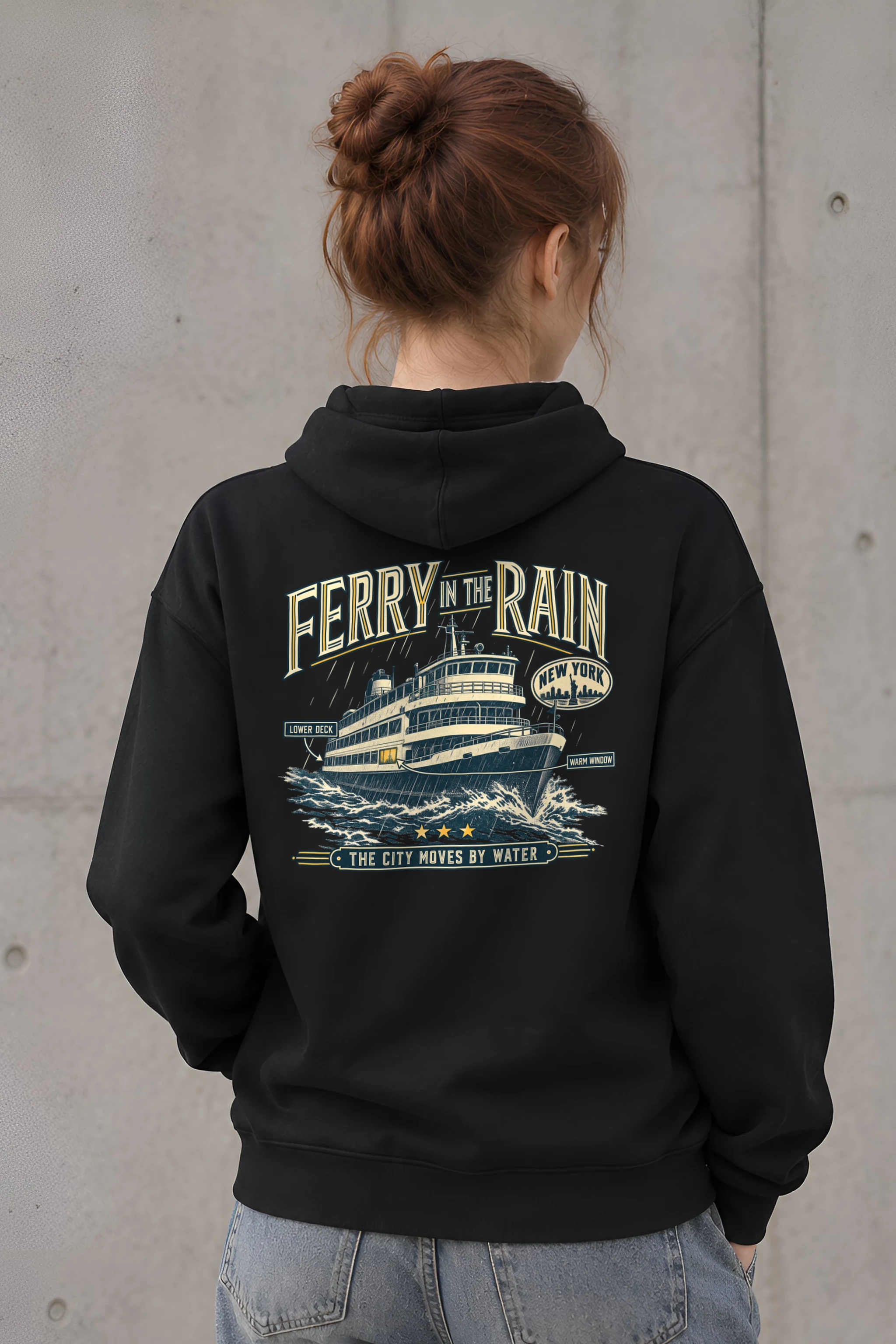 "Ferry in the Rain" Heavy Blend Unisex Pullover Hoodie