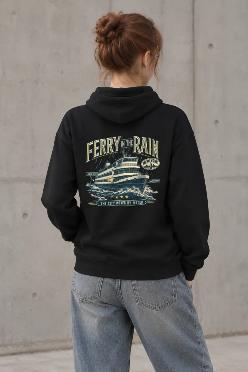"Ferry in the Rain" Heavy Blend Unisex Pullover Hoodie