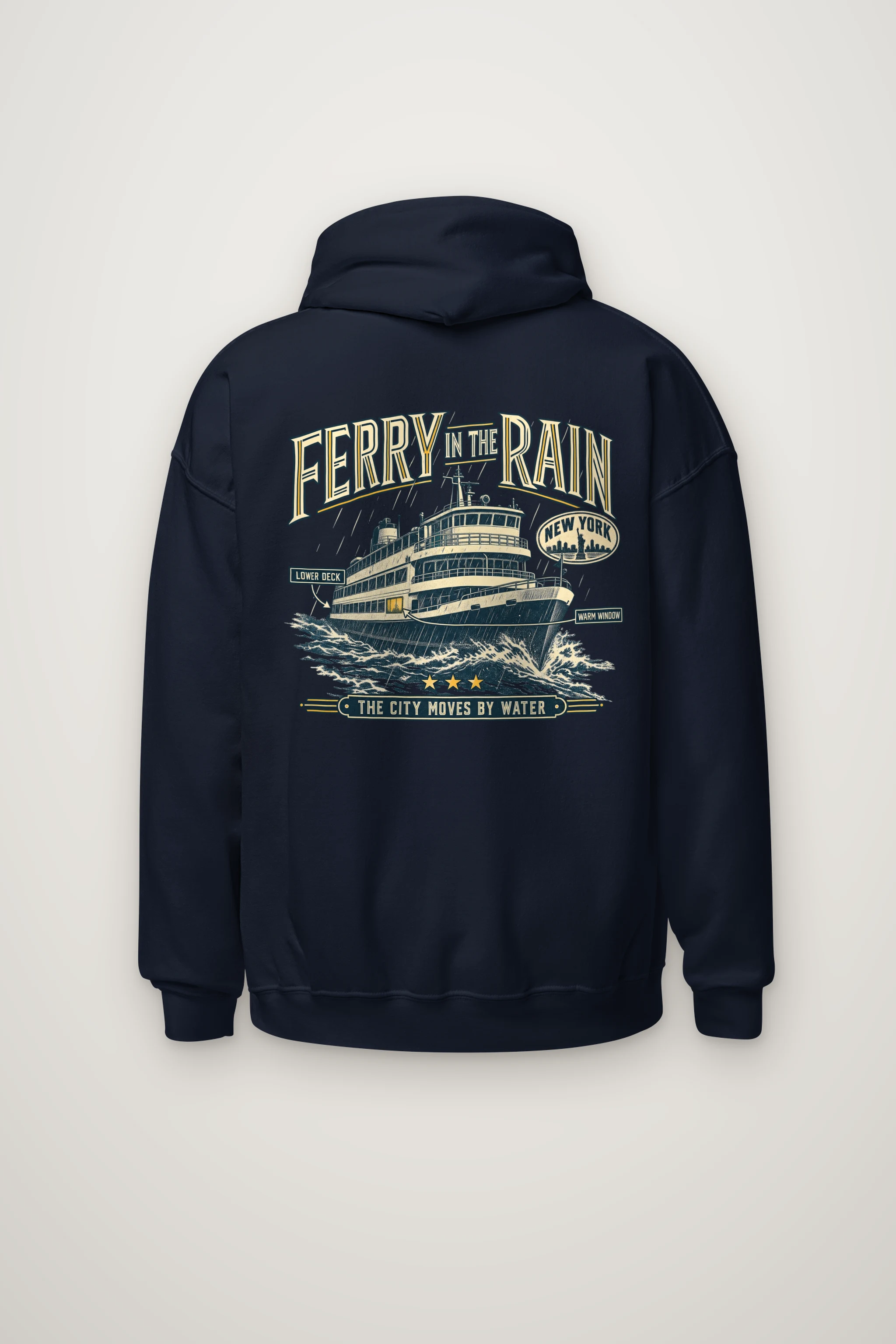"Ferry in the Rain" Heavy Blend Unisex Pullover Hoodie