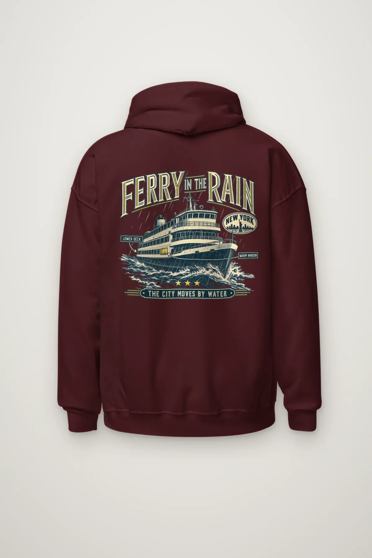 "Ferry in the Rain" Heavy Blend Unisex Pullover Hoodie