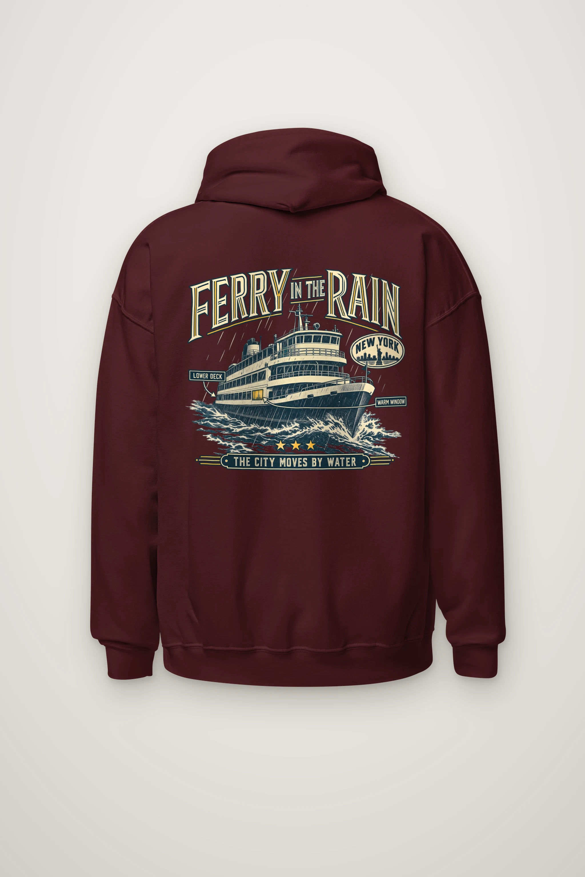 "Ferry in the Rain" Heavy Blend Unisex Pullover Hoodie