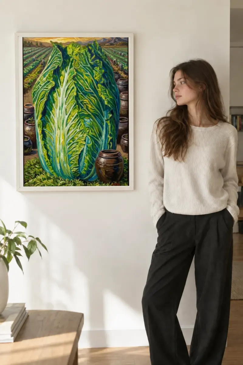 “Fieldgrown Cabbage” Premium Wooden Framed Poster