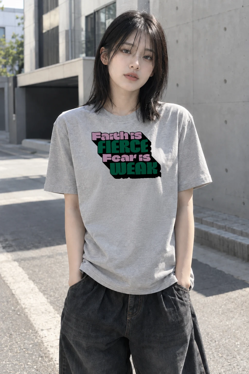 "Fierce Fears Weak" Heavyweight Unisex Crewneck T-shirt | Gildan 5000