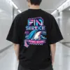 "Fin Service Busan" Men's Oversized Heavyweight Crewneck T-Shirt