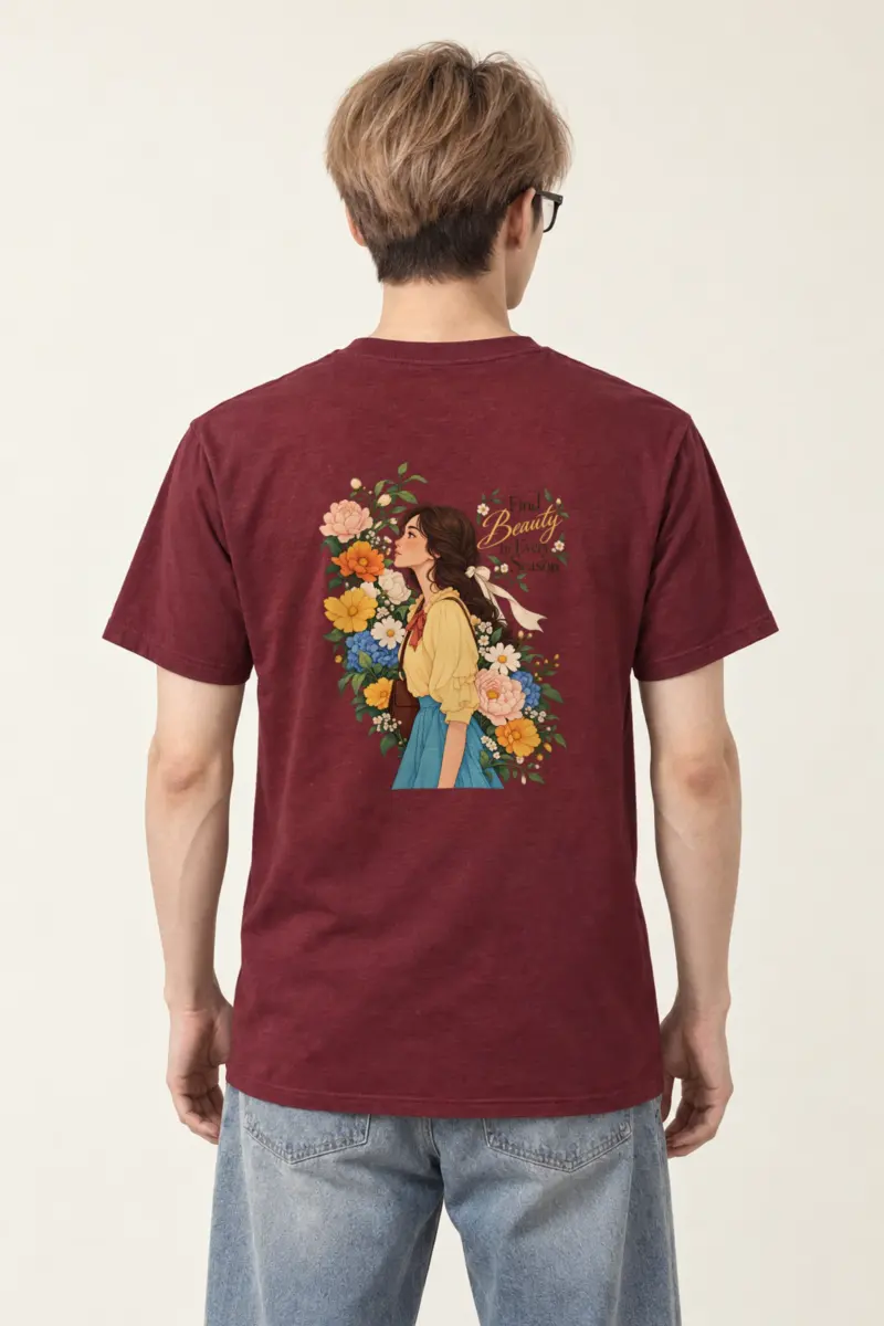 "Find Beauty in Every Season" Heavyweight Unisex Crewneck T-shirt