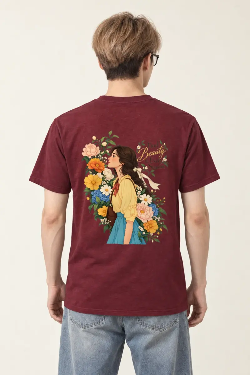 "Find Beauty in Every Season" Heavyweight Unisex Crewneck T-shirt