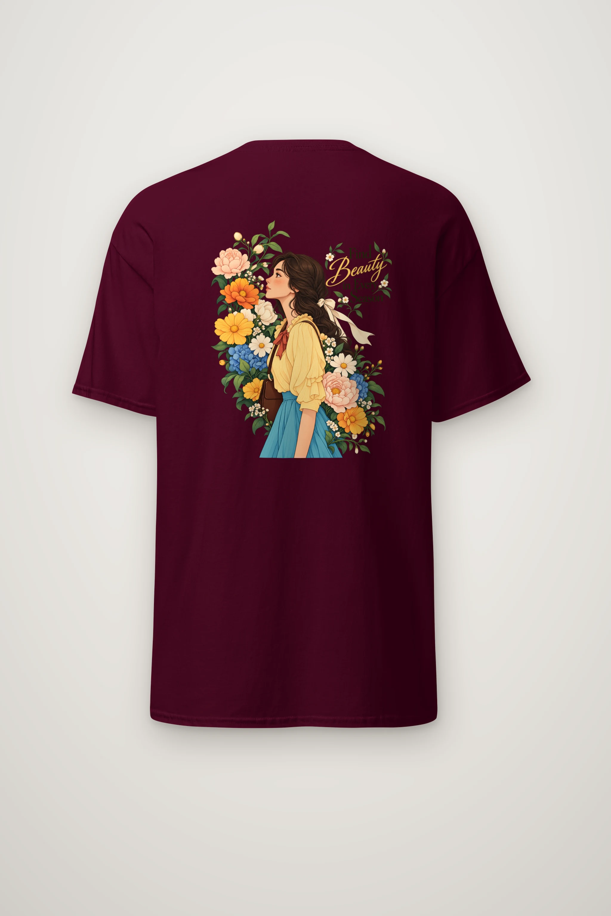 "Find Beauty in Every Season" Heavyweight Unisex Crewneck T-shirt