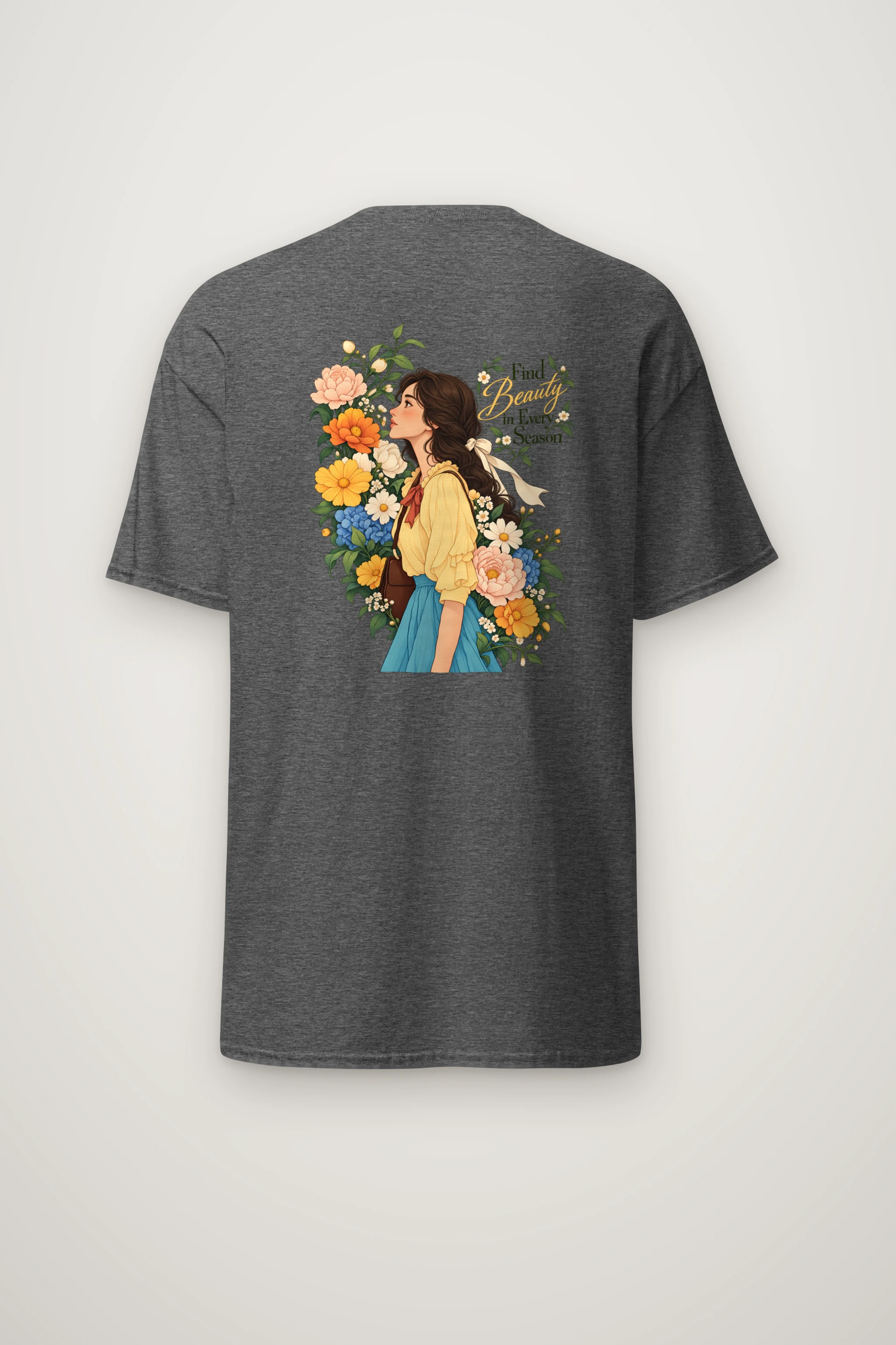 "Find Beauty in Every Season" Heavyweight Unisex Crewneck T-shirt