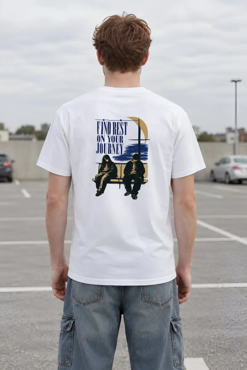 "Find Rest On Your Journey" Heavyweight Unisex Crewneck T-shirt