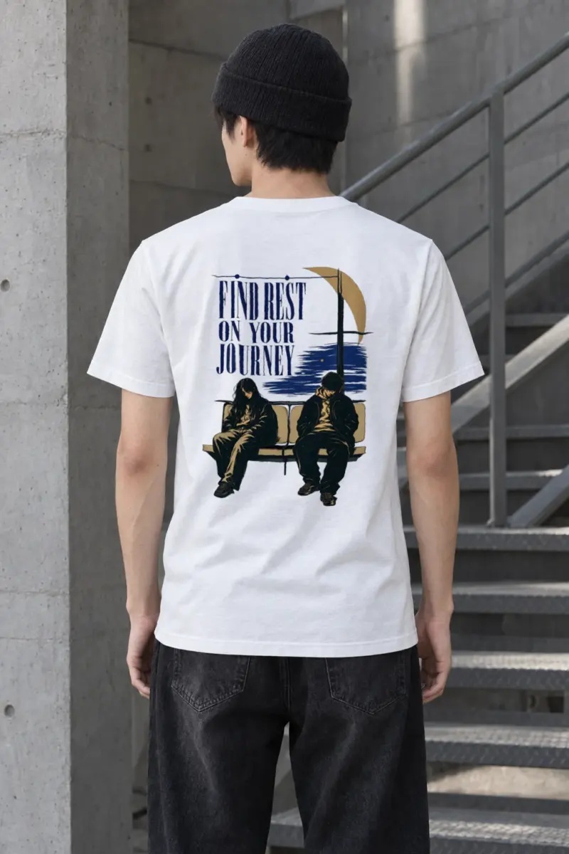 "Find Rest On Your Journey" Heavyweight Unisex Crewneck T-shirt