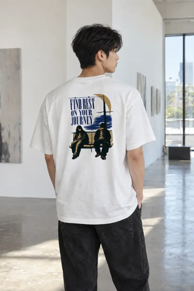 "Find Rest On Your Journey" Heavyweight Unisex Crewneck T-shirt | Gildan 5000