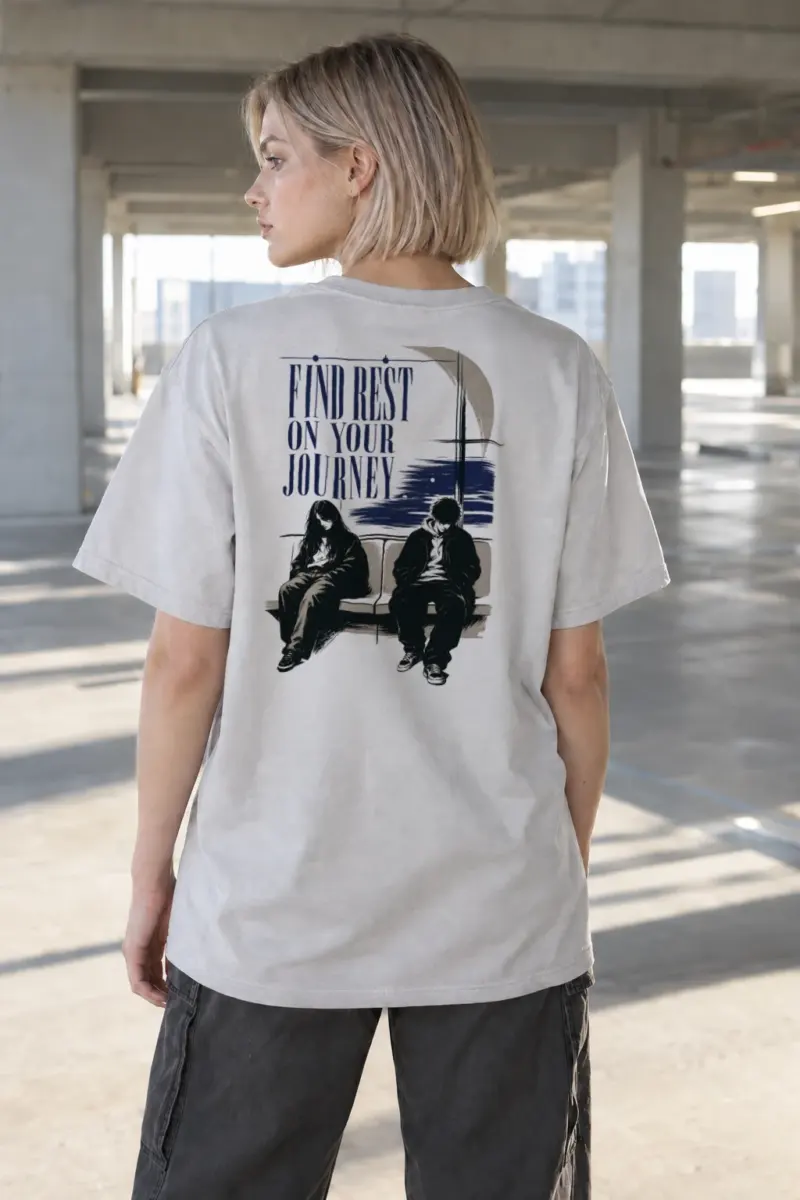 “Find Rest On Your Journey” Heavyweight Unisex Crewneck T-shirt | Gildan 5000