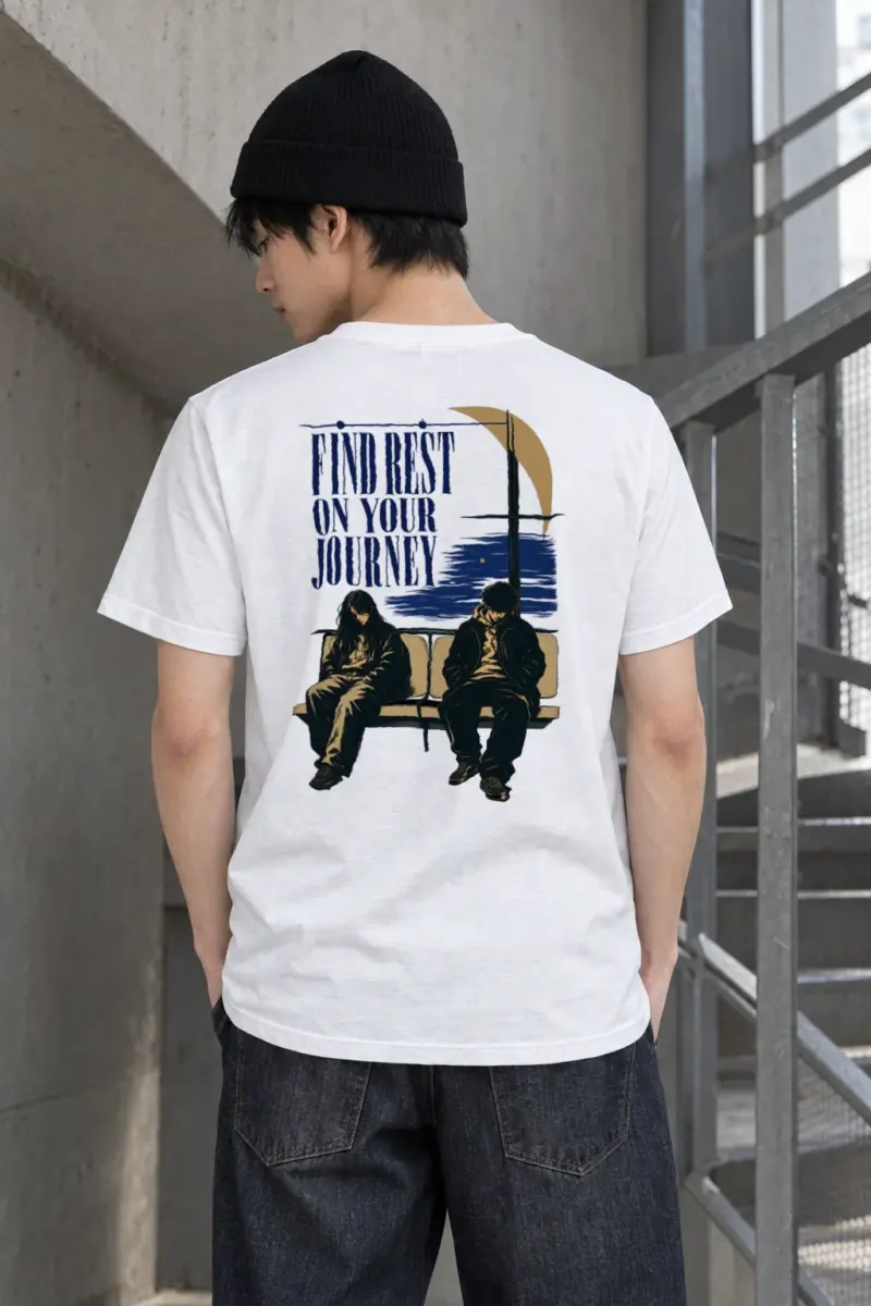 "Find Rest On Your Journey" Heavyweight Unisex Crewneck T-shirt | Gildan 5000