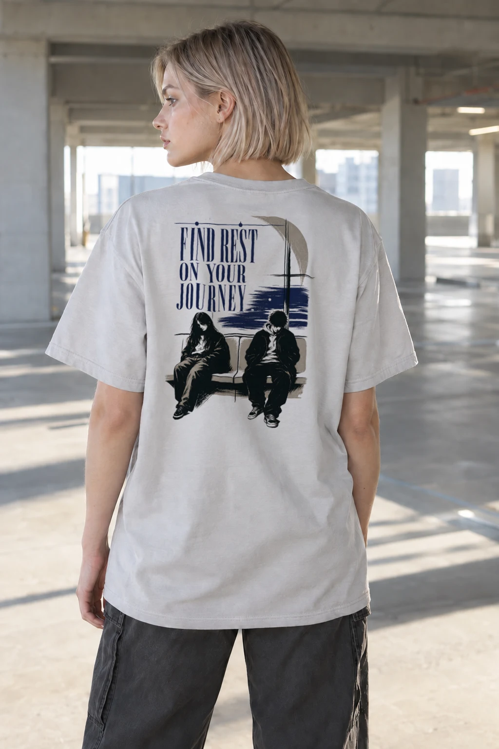 "Find Rest On Your Journey" Heavyweight Unisex Crewneck T-shirt | Gildan 5000
