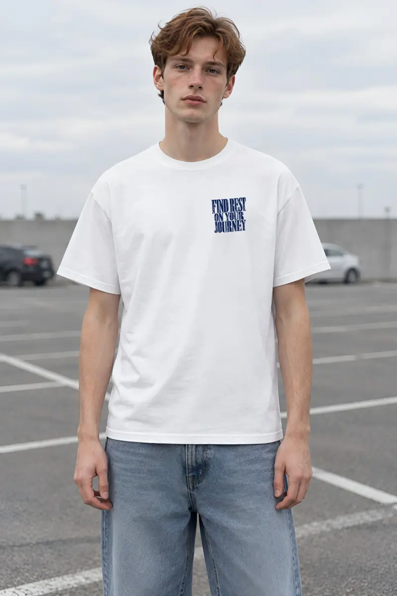 "Find Rest On Your Journey" Heavyweight Unisex Crewneck T-shirt