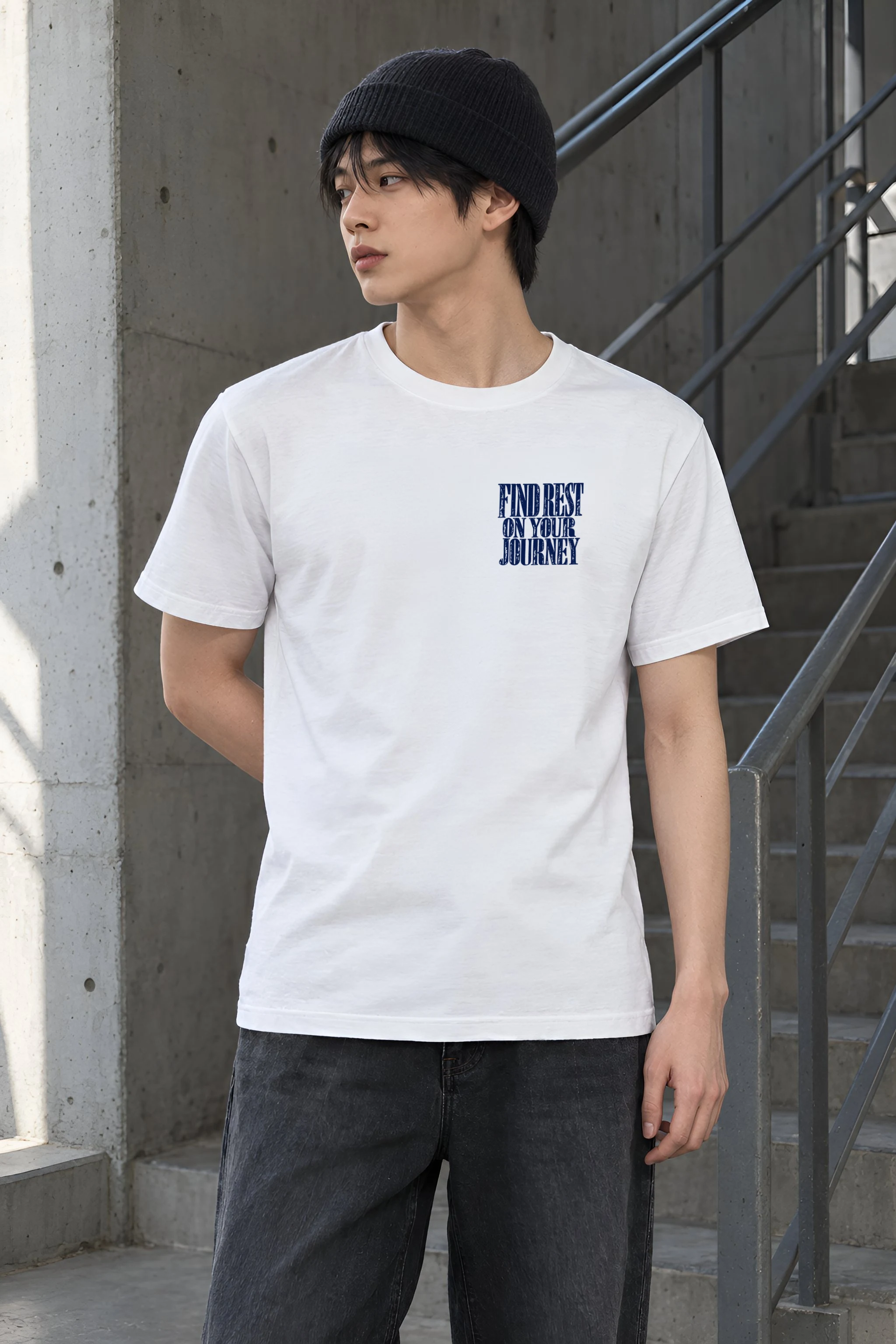 "Find Rest On Your Journey" Heavyweight Unisex Crewneck T-shirt