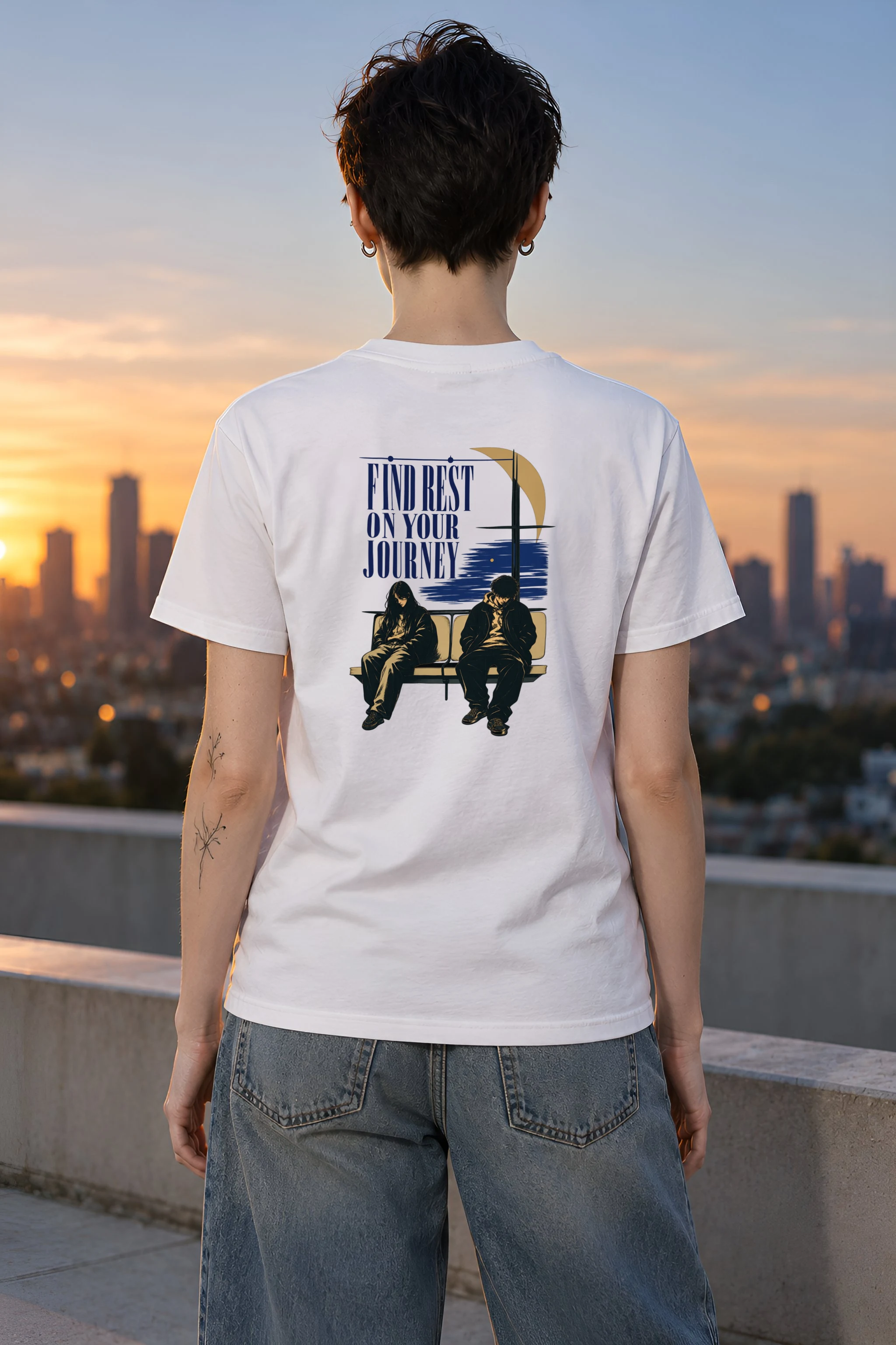 "Find Rest On Your Journey" Heavyweight Unisex Crewneck T-shirt