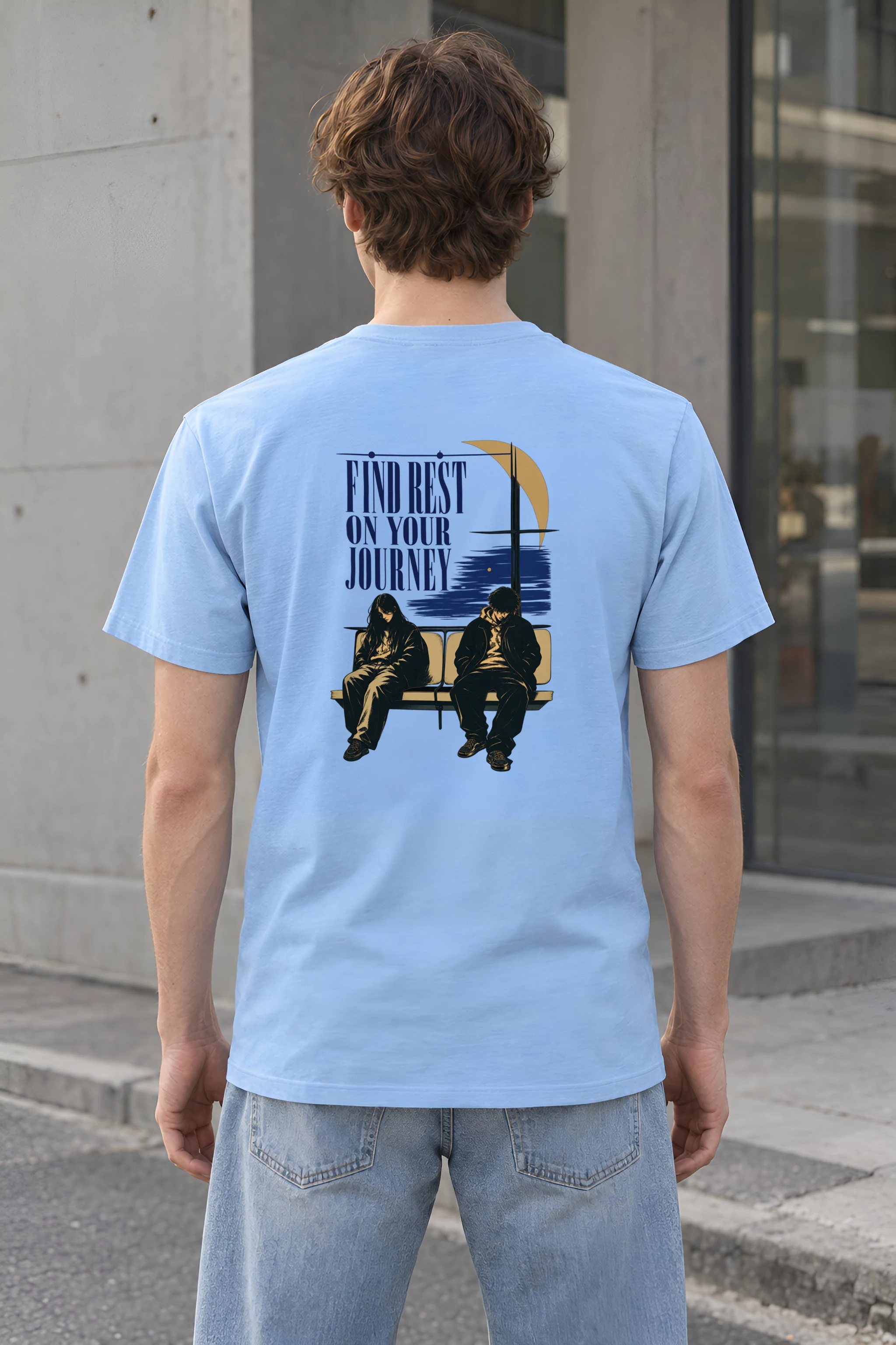 "Find Rest On Your Journey" Heavyweight Unisex Crewneck T-shirt