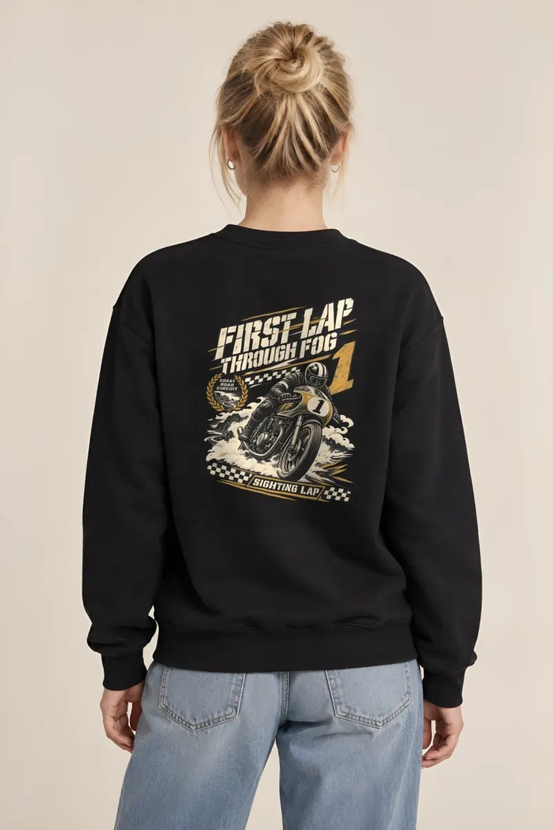 "First Lap Through Fog" Heavy Blend Unisex Crewneck Sweatshirt