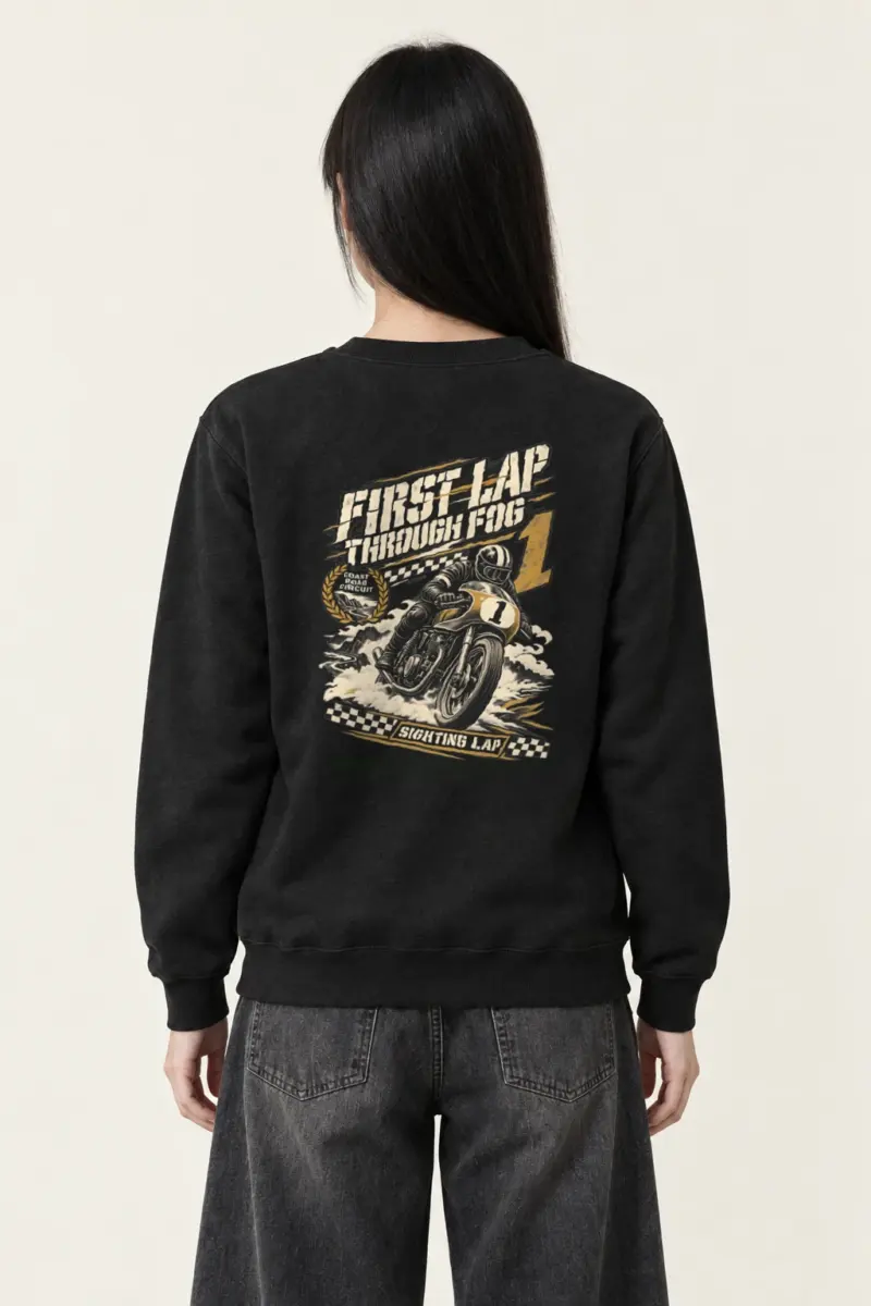 "First Lap Through Fog" Heavy Blend Unisex Crewneck Sweatshirt
