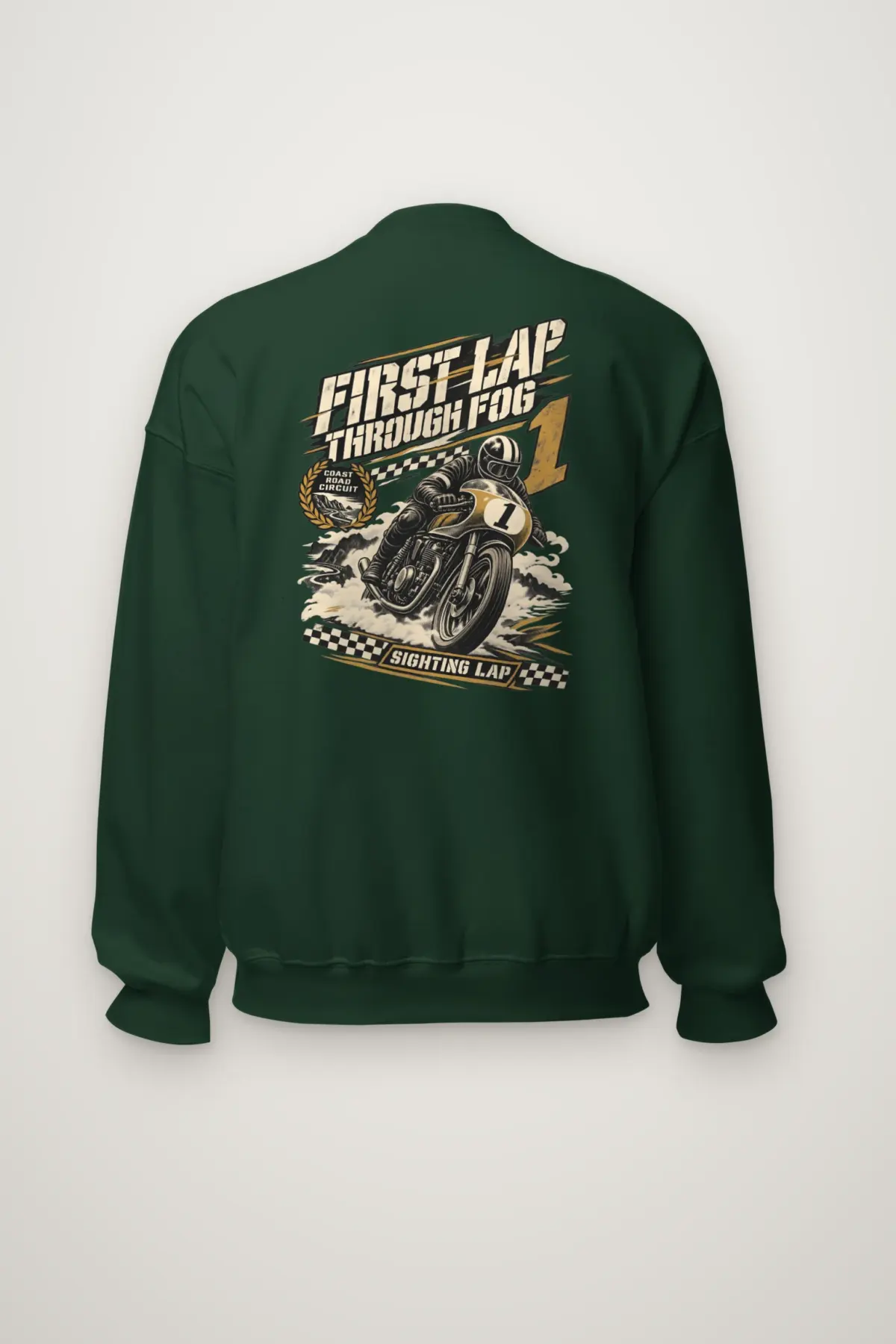"First Lap Through Fog" Heavy Blend Unisex Crewneck Sweatshirt