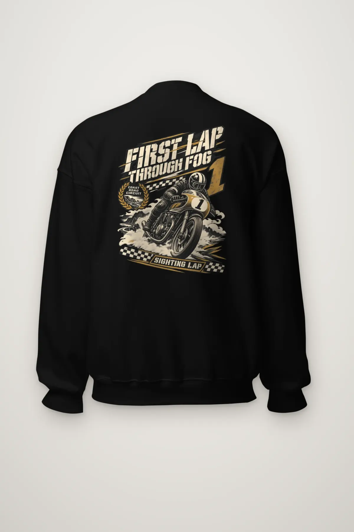 "First Lap Through Fog" Heavy Blend Unisex Crewneck Sweatshirt
