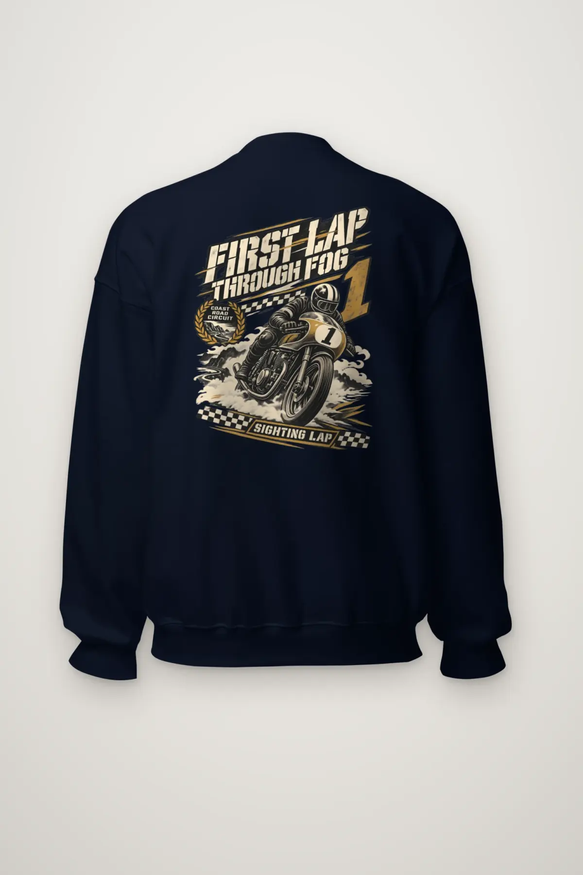 "First Lap Through Fog" Heavy Blend Unisex Crewneck Sweatshirt