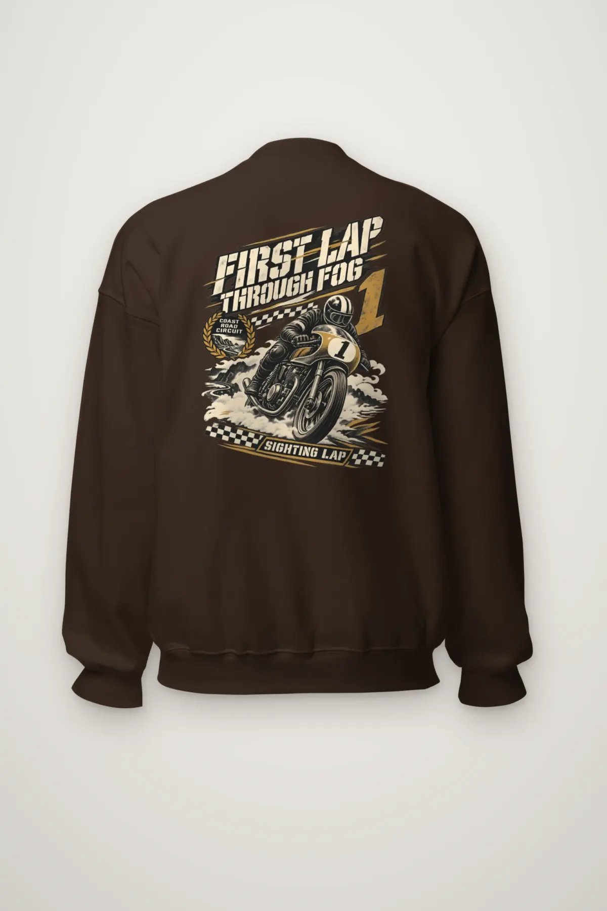 "First Lap Through Fog" Heavy Blend Unisex Crewneck Sweatshirt