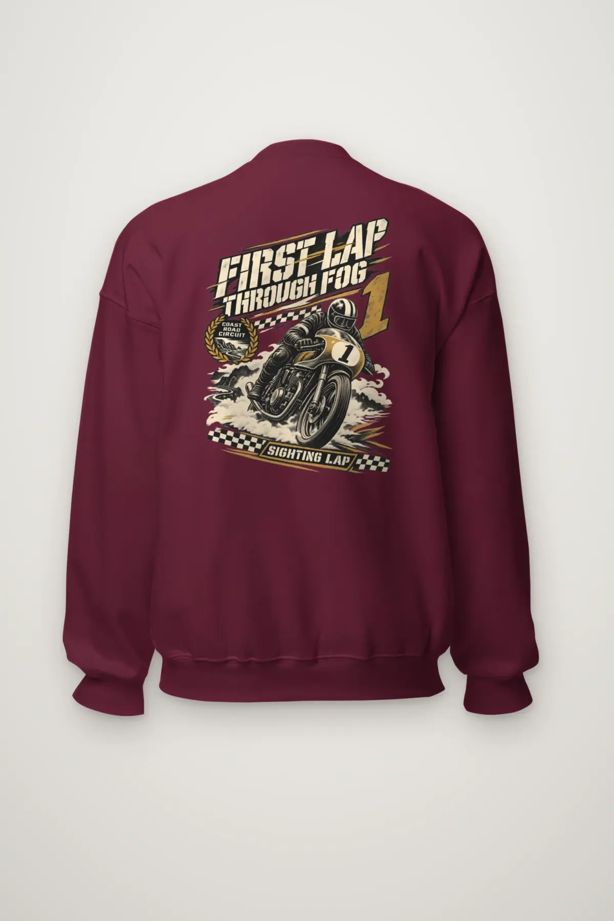 "First Lap Through Fog" Heavy Blend Unisex Crewneck Sweatshirt