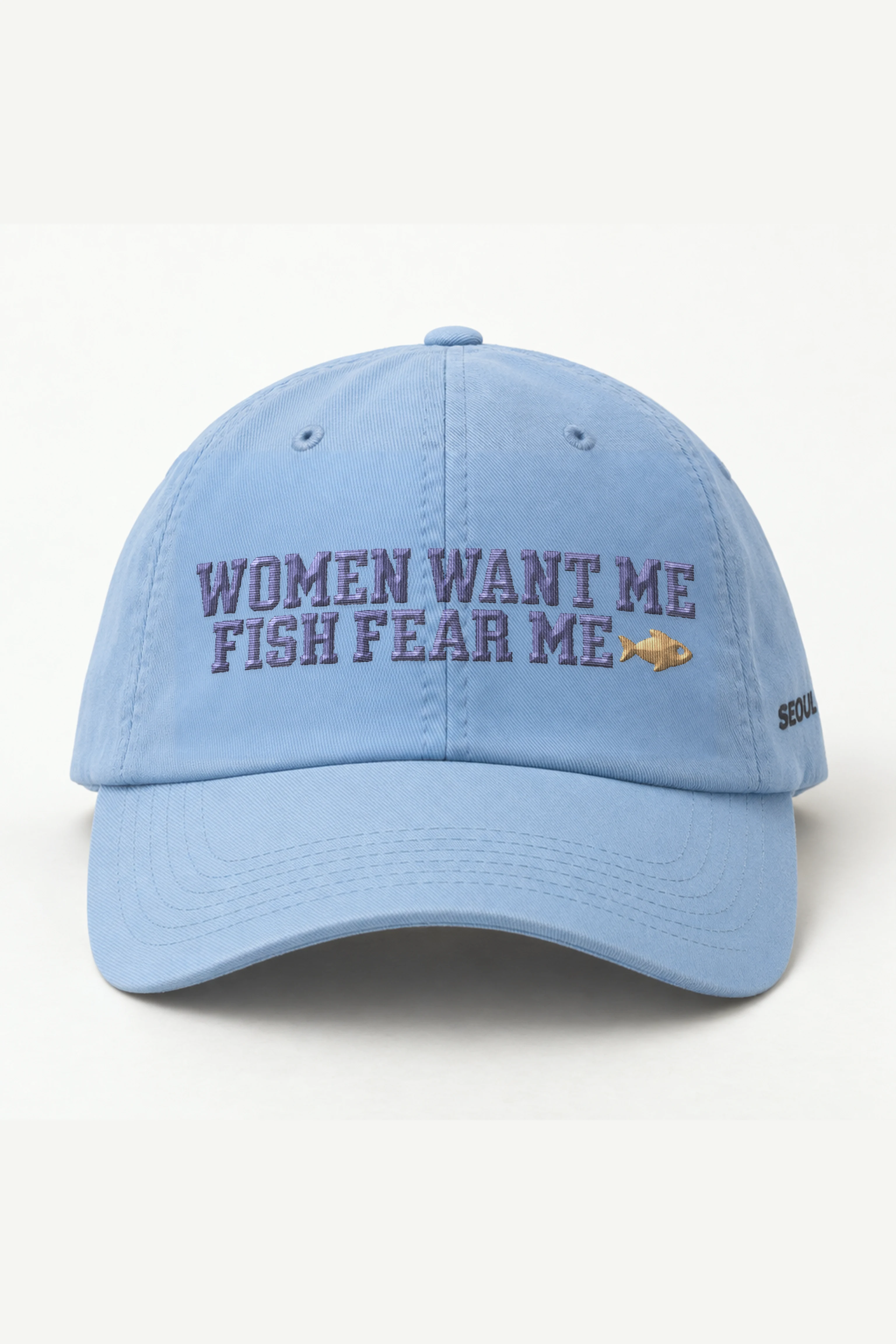 "Fish Fear Me" Classic Dad Hat · Embroidered — light-blue/cap-front