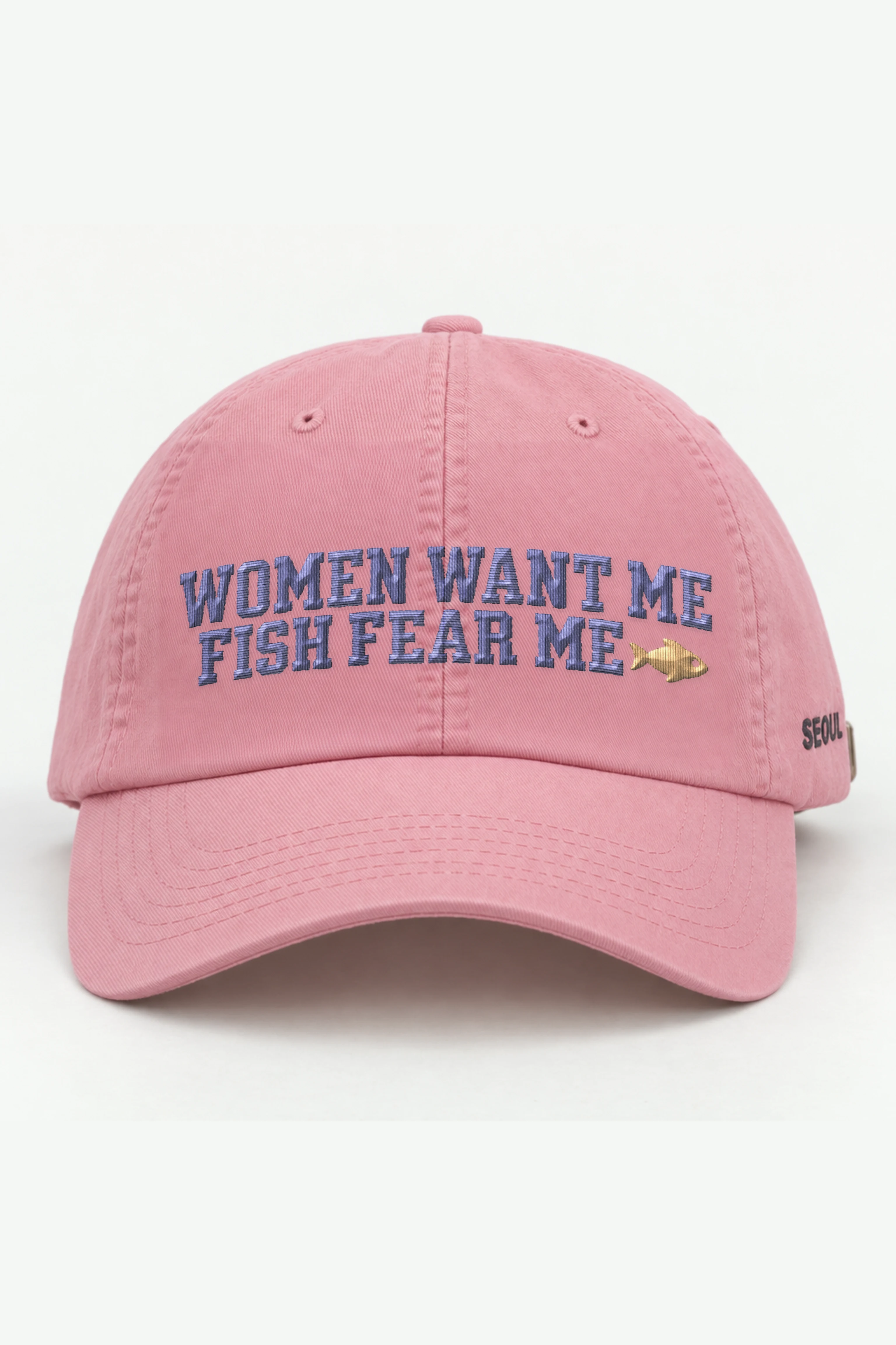 "Fish Fear Me" Classic Dad Hat · Embroidered — pink/cap-front