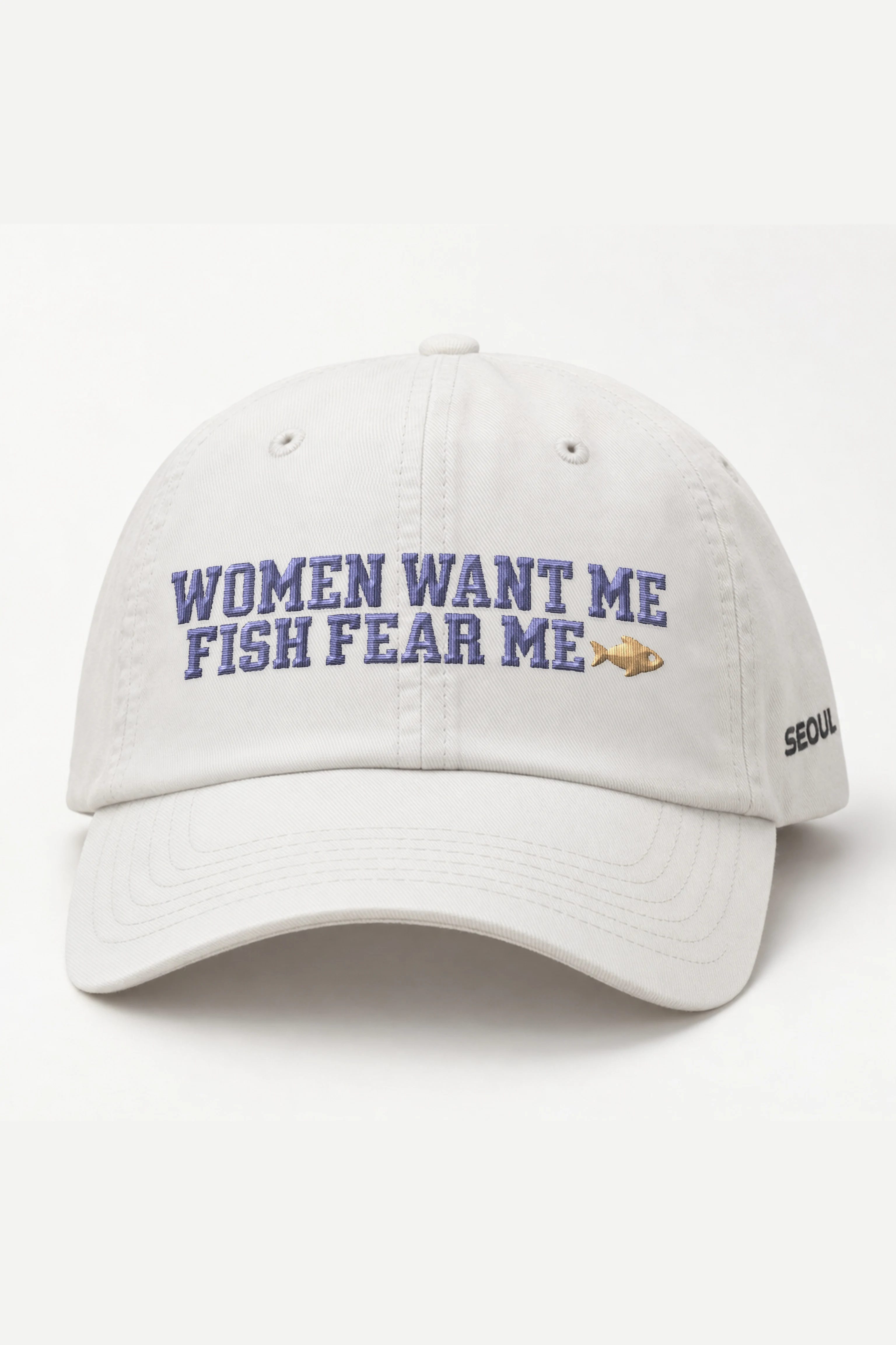 "Fish Fear Me" Classic Dad Hat · Embroidered — white/cap-front