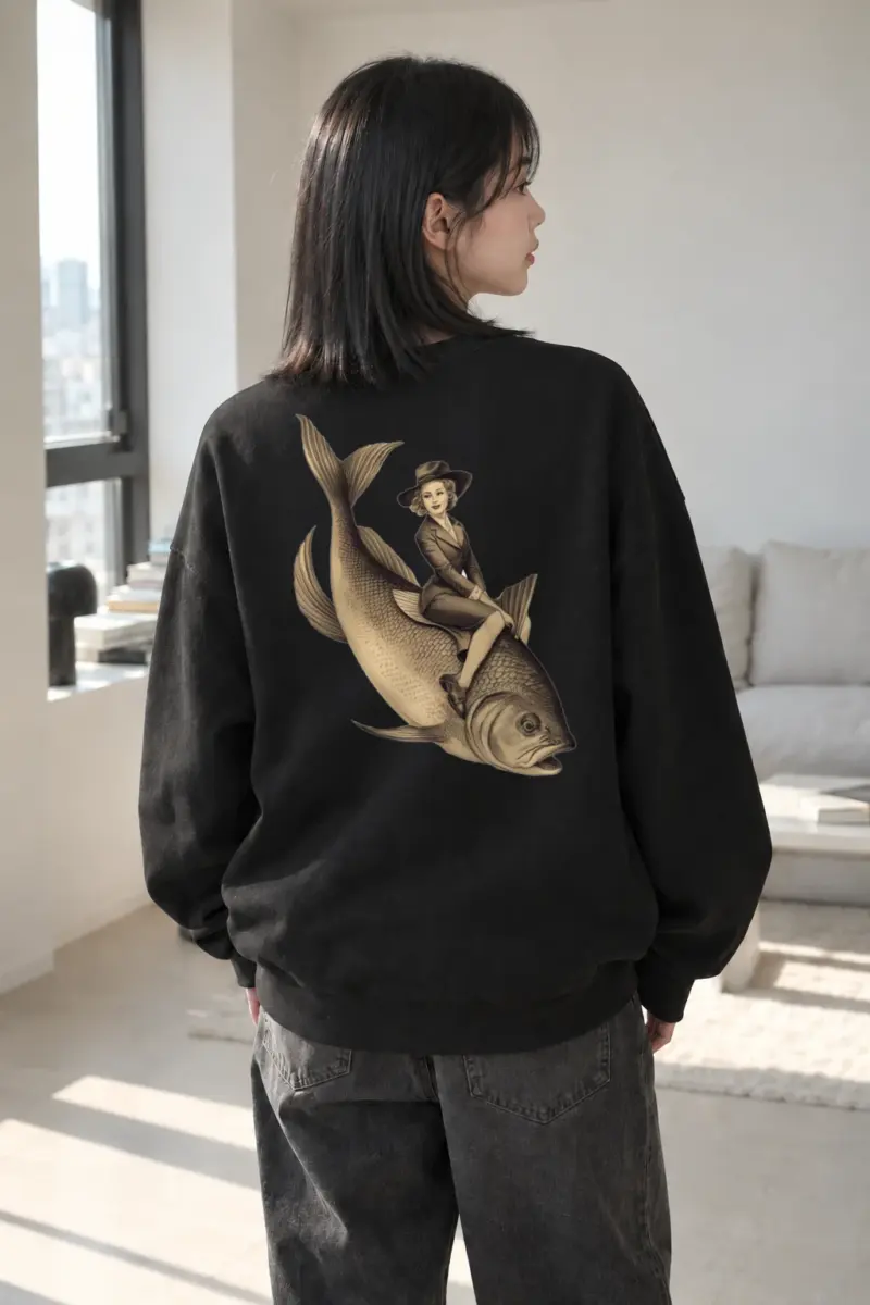 "Fish Rider" Heavy Blend Unisex Crewneck Sweatshirt | Gildan 18000