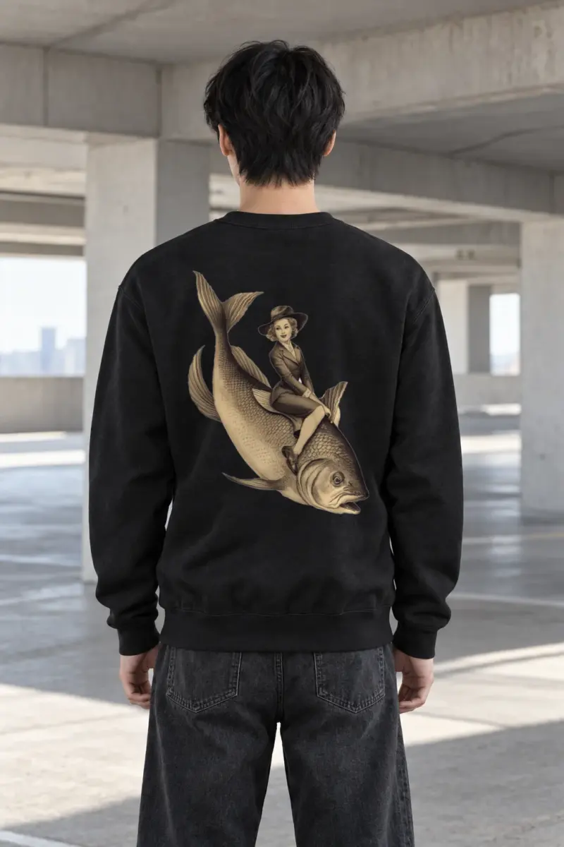 "Fish Rider" Heavy Blend Unisex Crewneck Sweatshirt | Gildan 18000