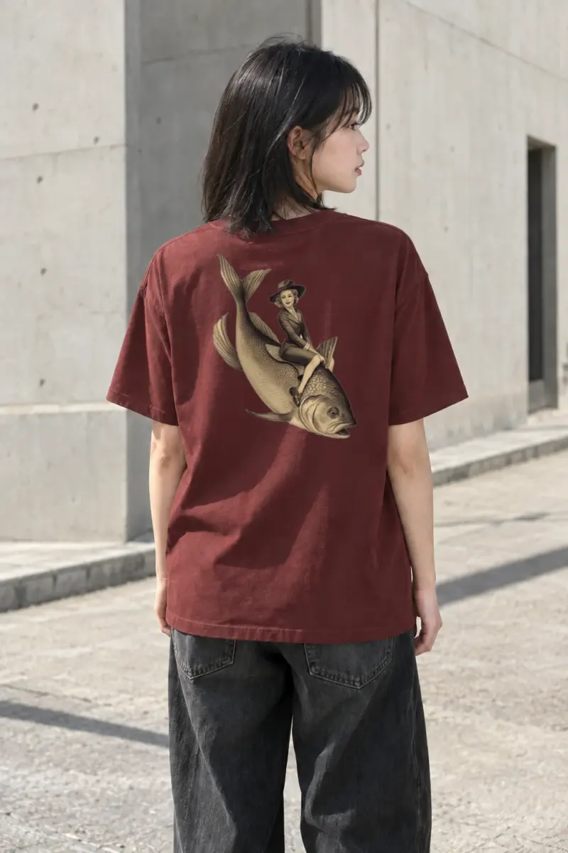"Fish Rider" Heavyweight Unisex Crewneck T-shirt | Gildan 5000