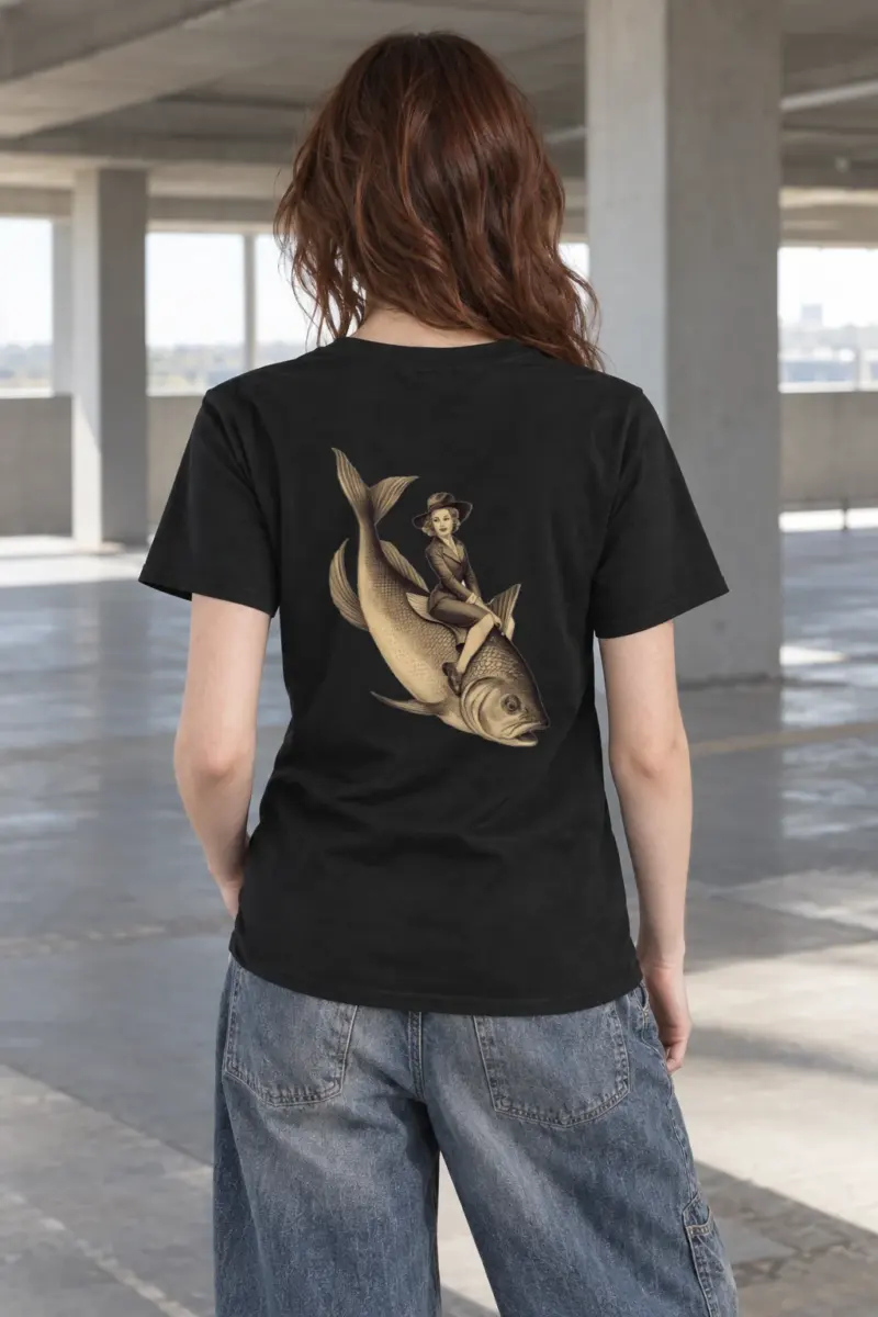 "Fish Rider" Heavyweight Unisex Crewneck T-shirt