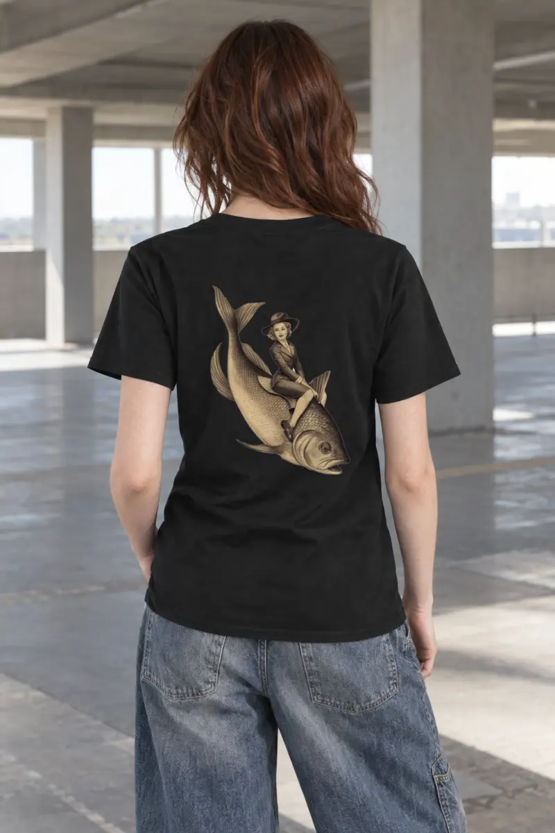 "Fish Rider" Heavyweight Unisex Crewneck T-shirt