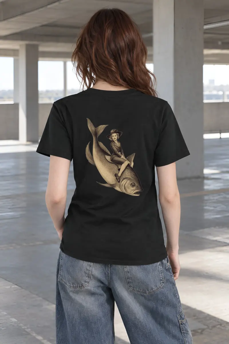 "Fish Rider" Heavyweight Unisex Crewneck T-shirt