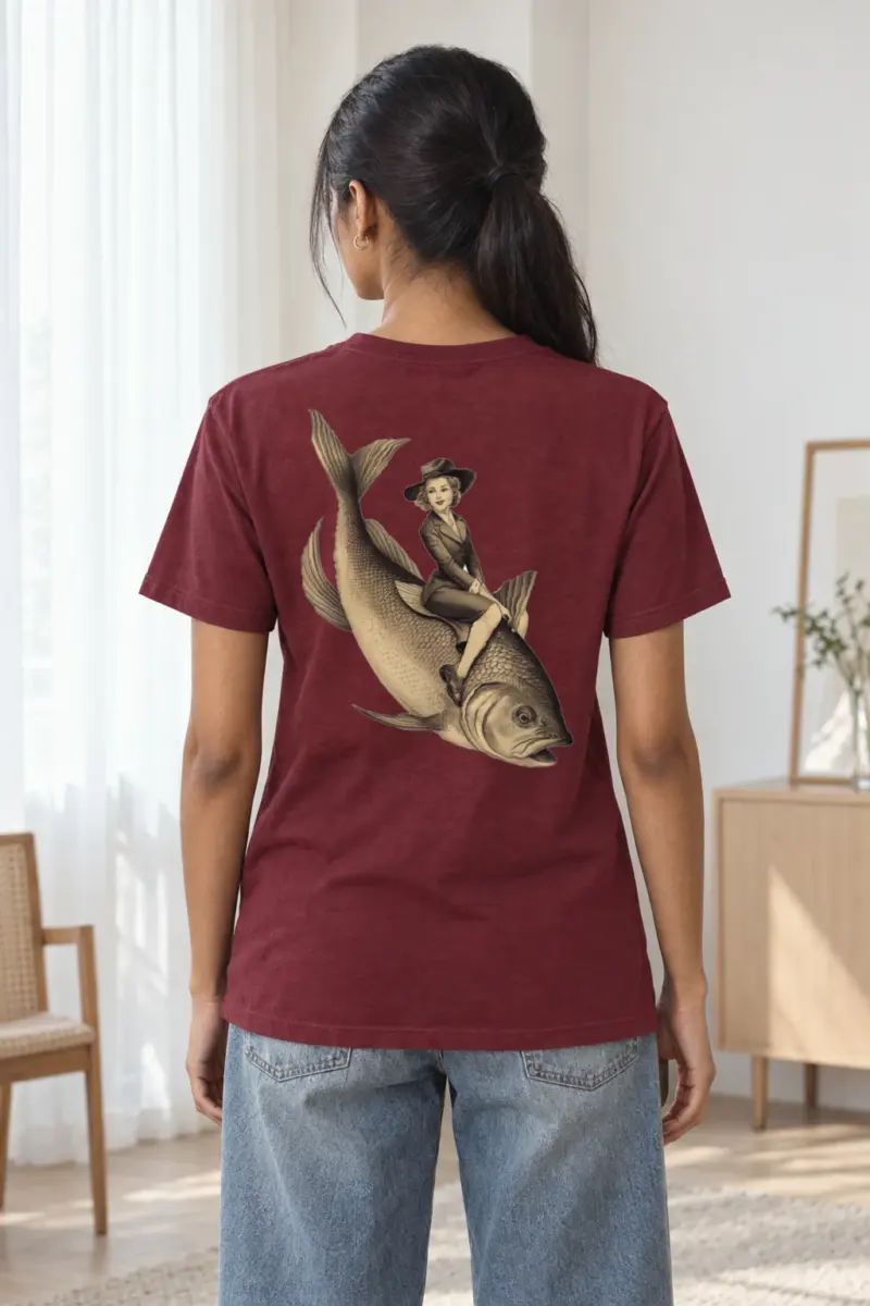 "Fish Rider" Heavyweight Unisex Crewneck T-shirt | Gildan 5000