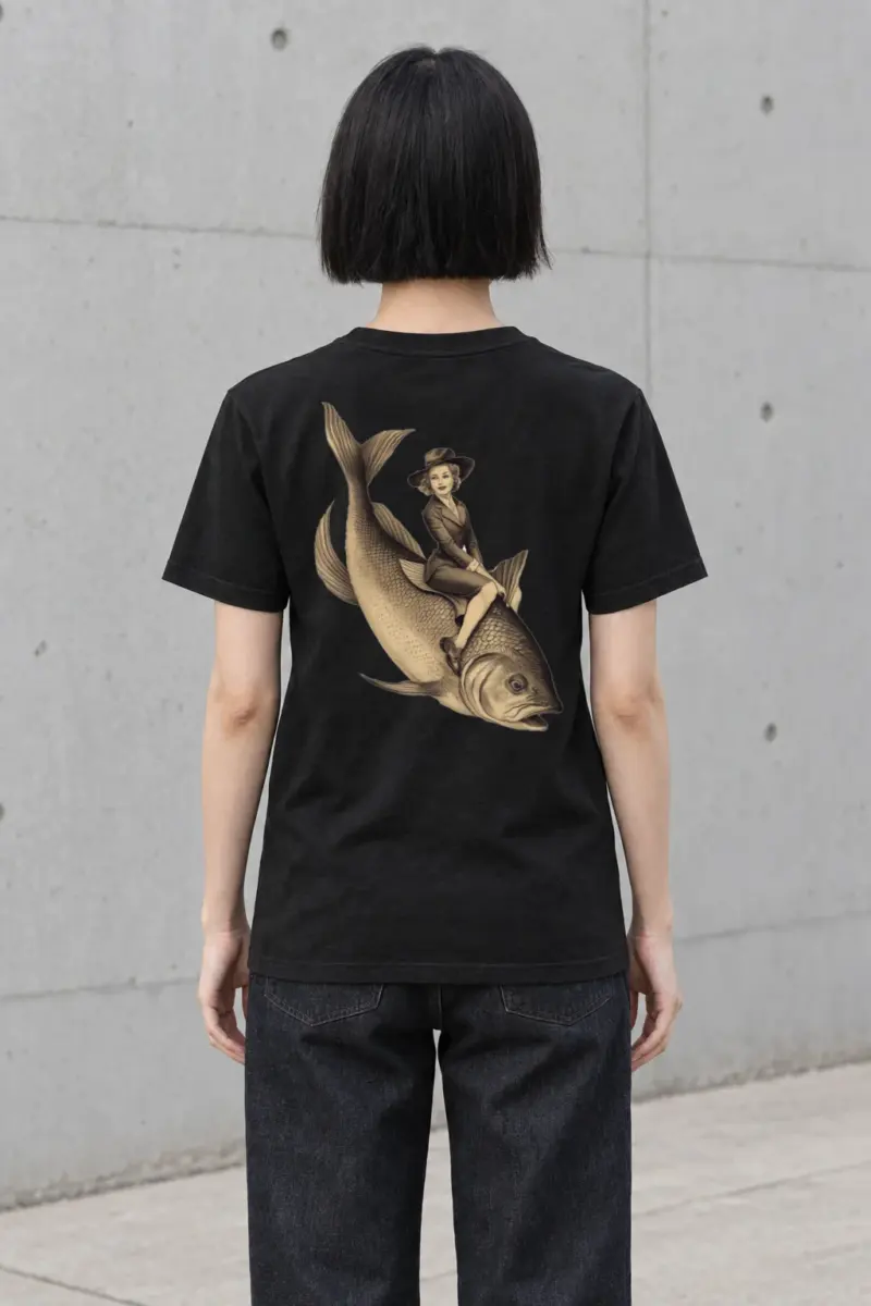 "Fish Rider" Heavyweight Unisex Crewneck T-shirt | Gildan 5000