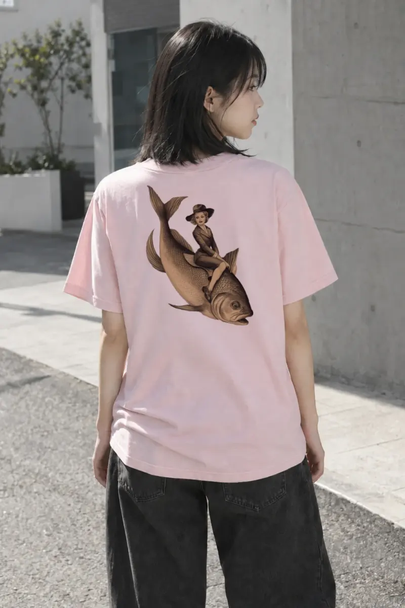 "Fish Rider" Heavyweight Unisex Crewneck T-shirt | Gildan 5000