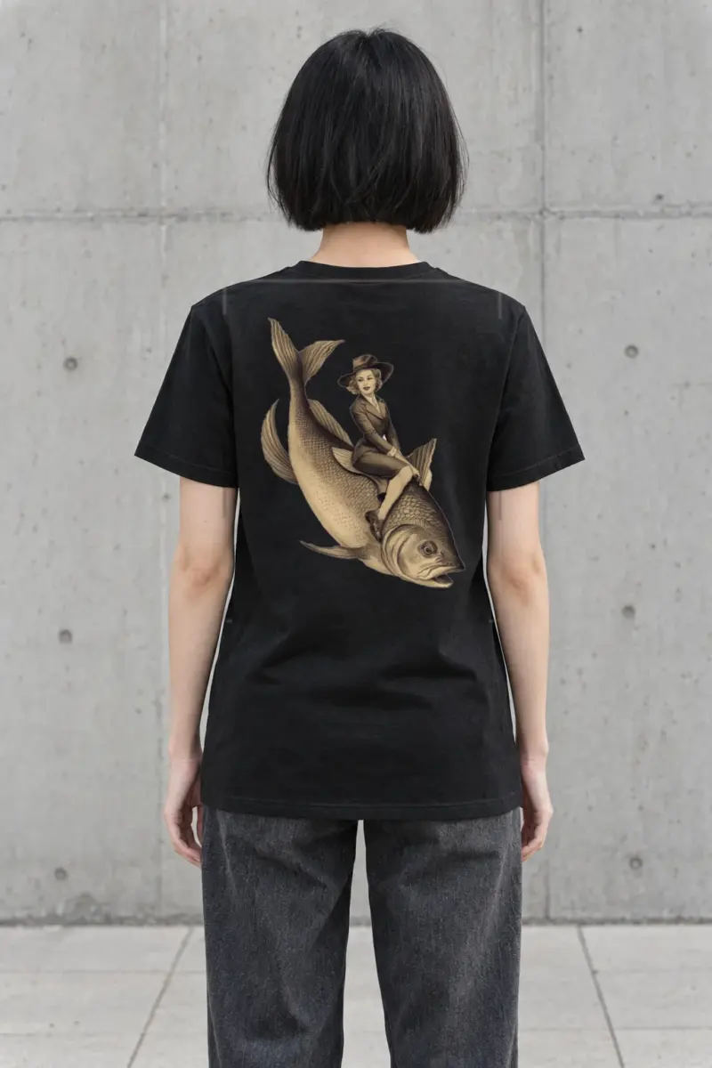 "Fish Rider" Heavyweight Unisex Crewneck T-shirt