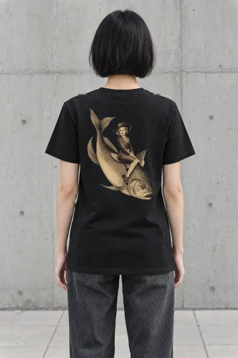 "Fish Rider" Heavyweight Unisex Crewneck T-shirt