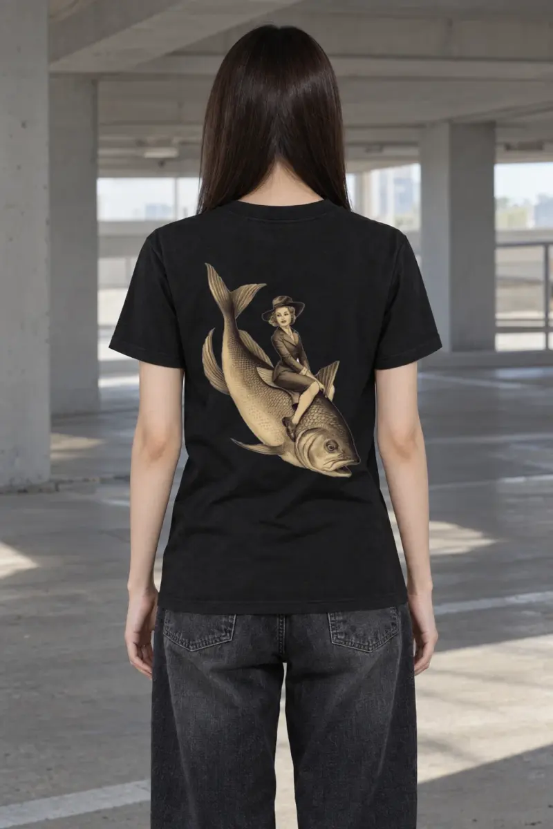 "Fish Rider" Heavyweight Unisex Crewneck T-shirt