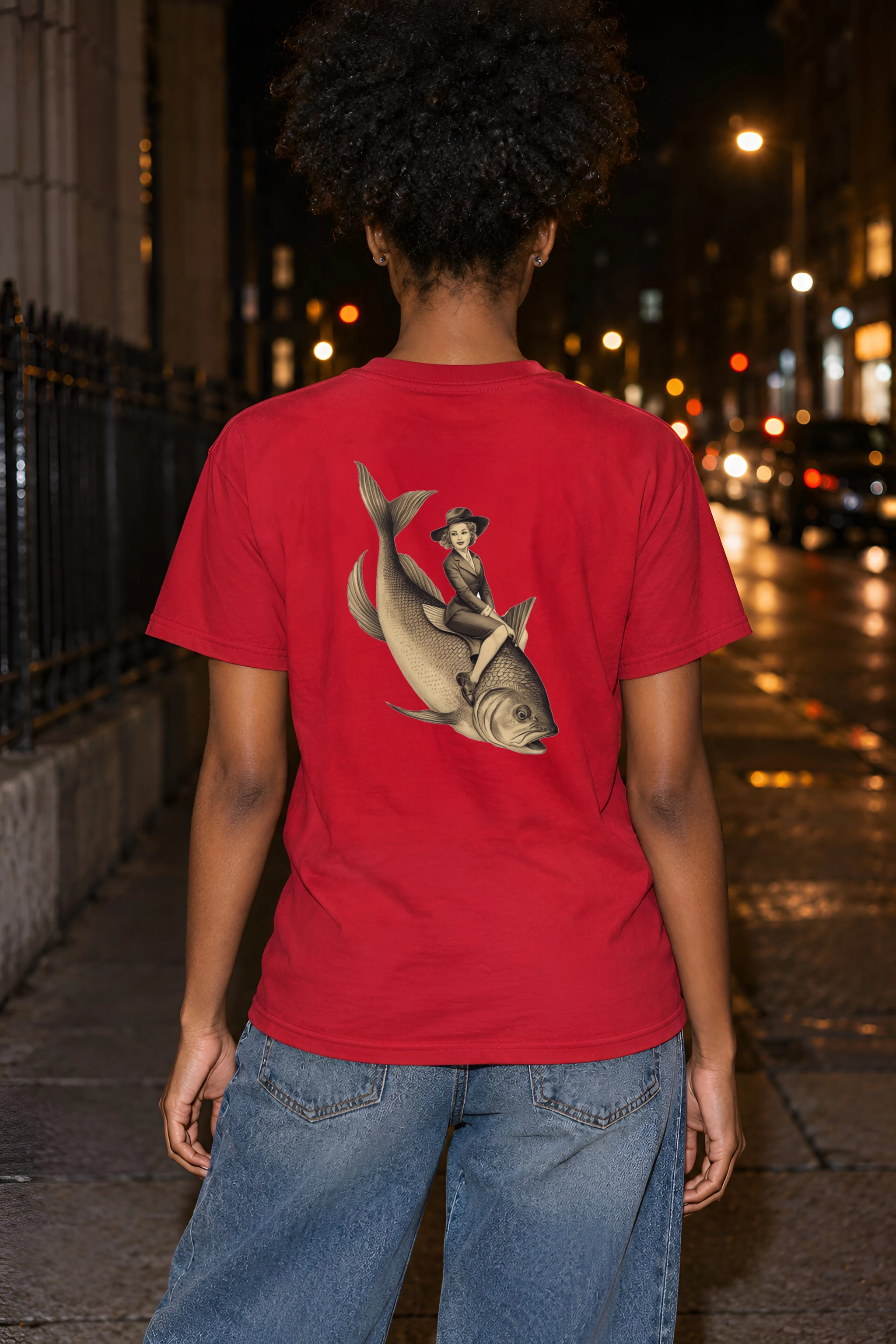 "Fish Rider" Heavyweight Unisex Crewneck T-shirt