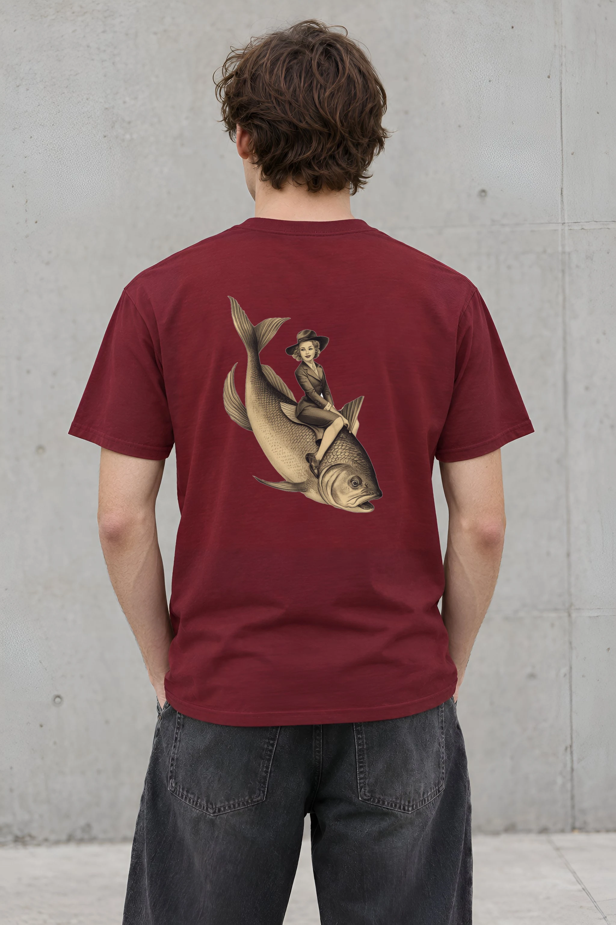 "Fish Rider" Heavyweight Unisex Crewneck T-shirt