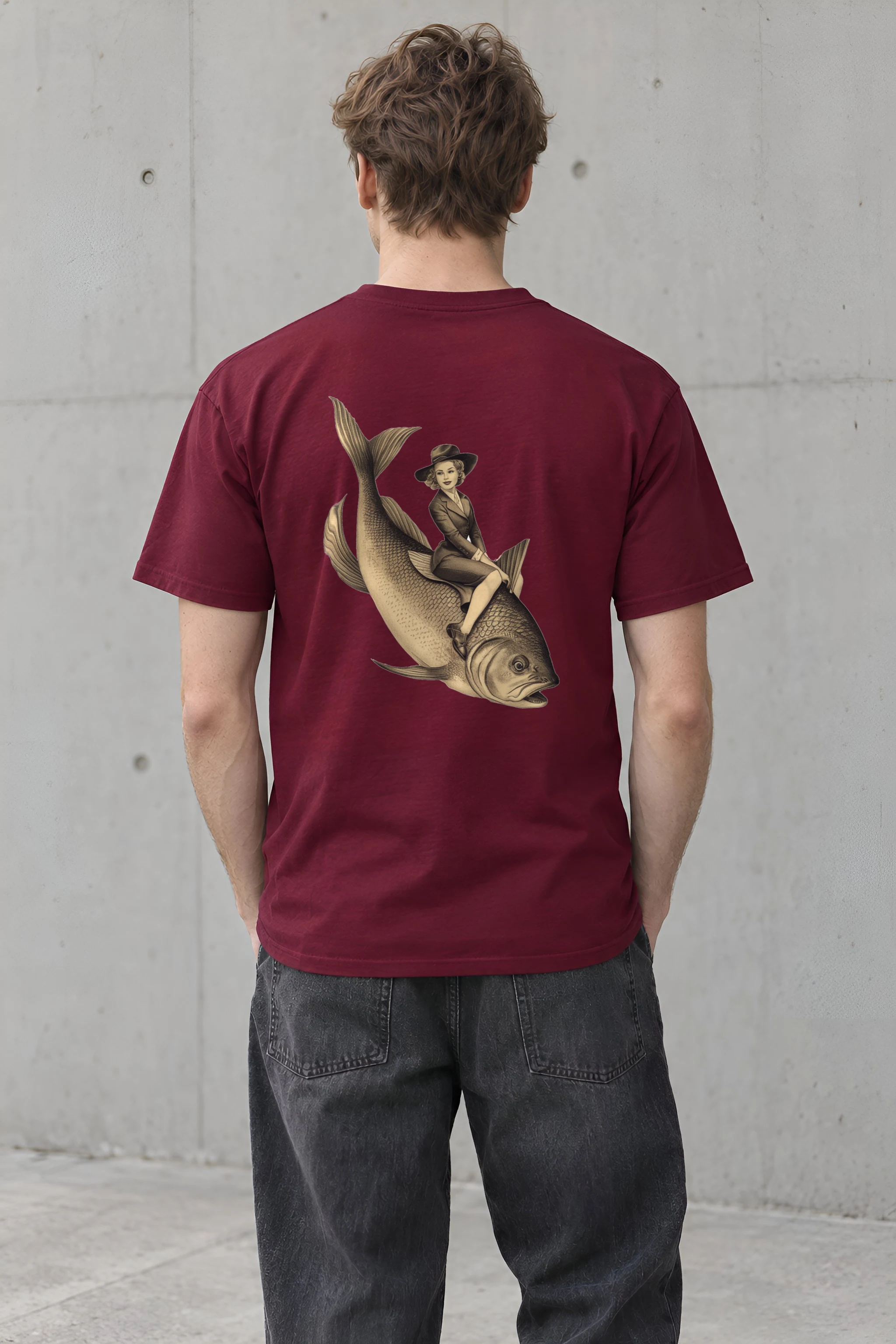 "Fish Rider" Heavyweight Unisex Crewneck T-shirt
